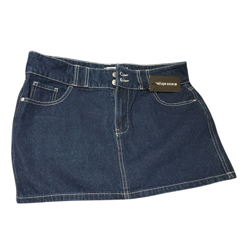 Refuge Denim Mini Skirt in Blue